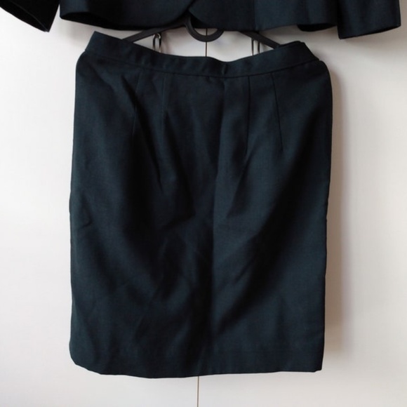 Vintage 50s 60s Suit MCM Jacket Skirt Tailored Dark Green Split Collar 35B 28W - Picture 11 of 13